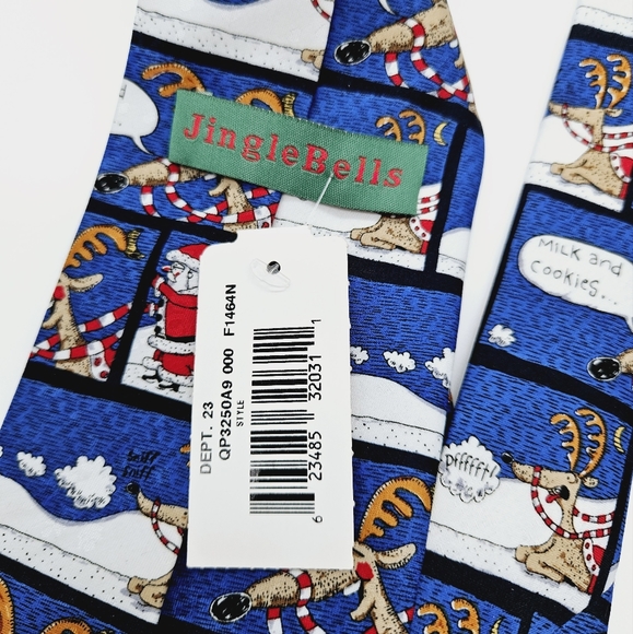 JINGLE BELLS | Christmas holiday festive Santa reindeer neck tie - Picture 3 of 4